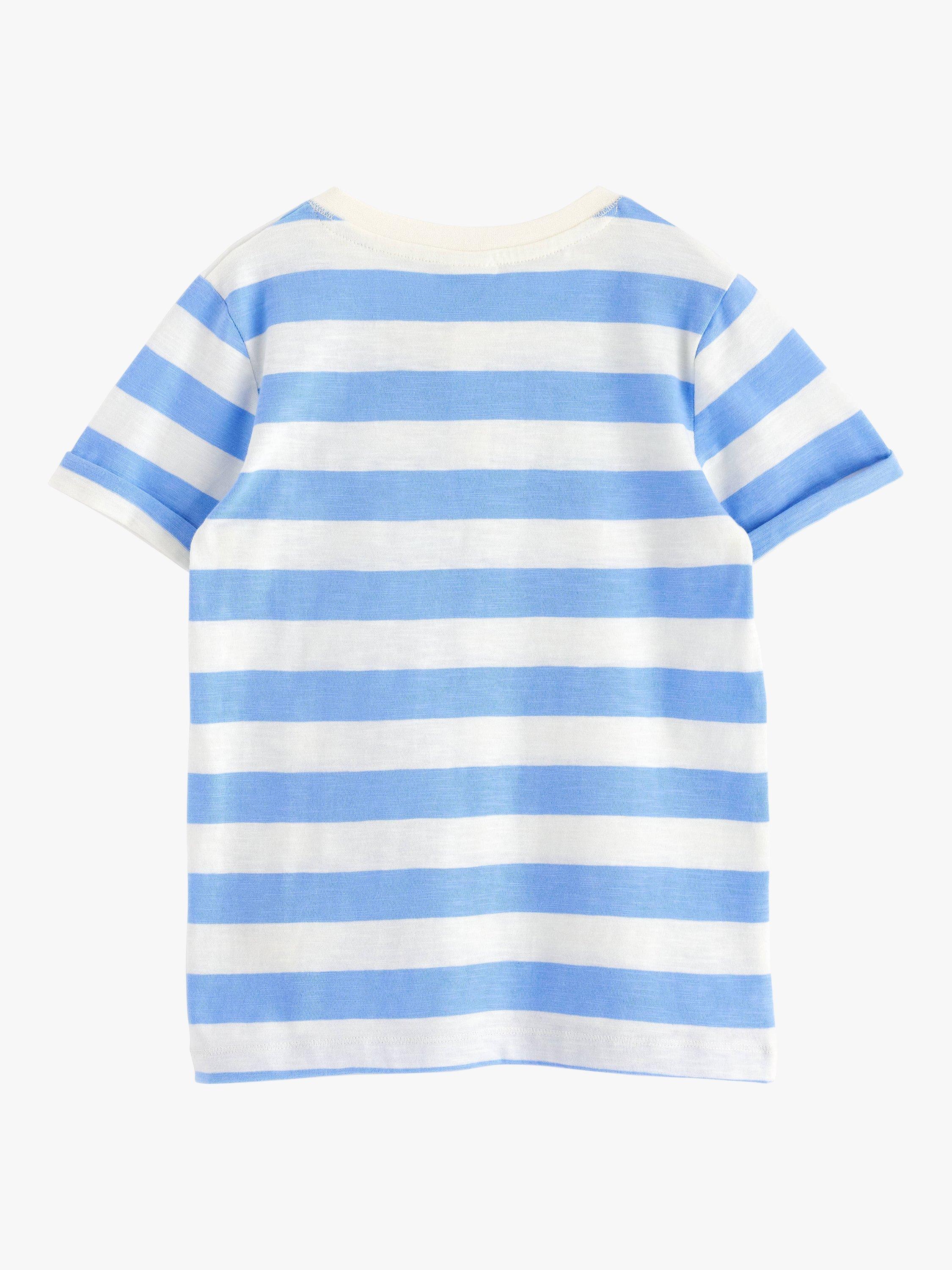 Product image 5 of 6, which shows Lindex Kids' Organic Cotton Striped T-Shirt, Light Blue, 18-24 months