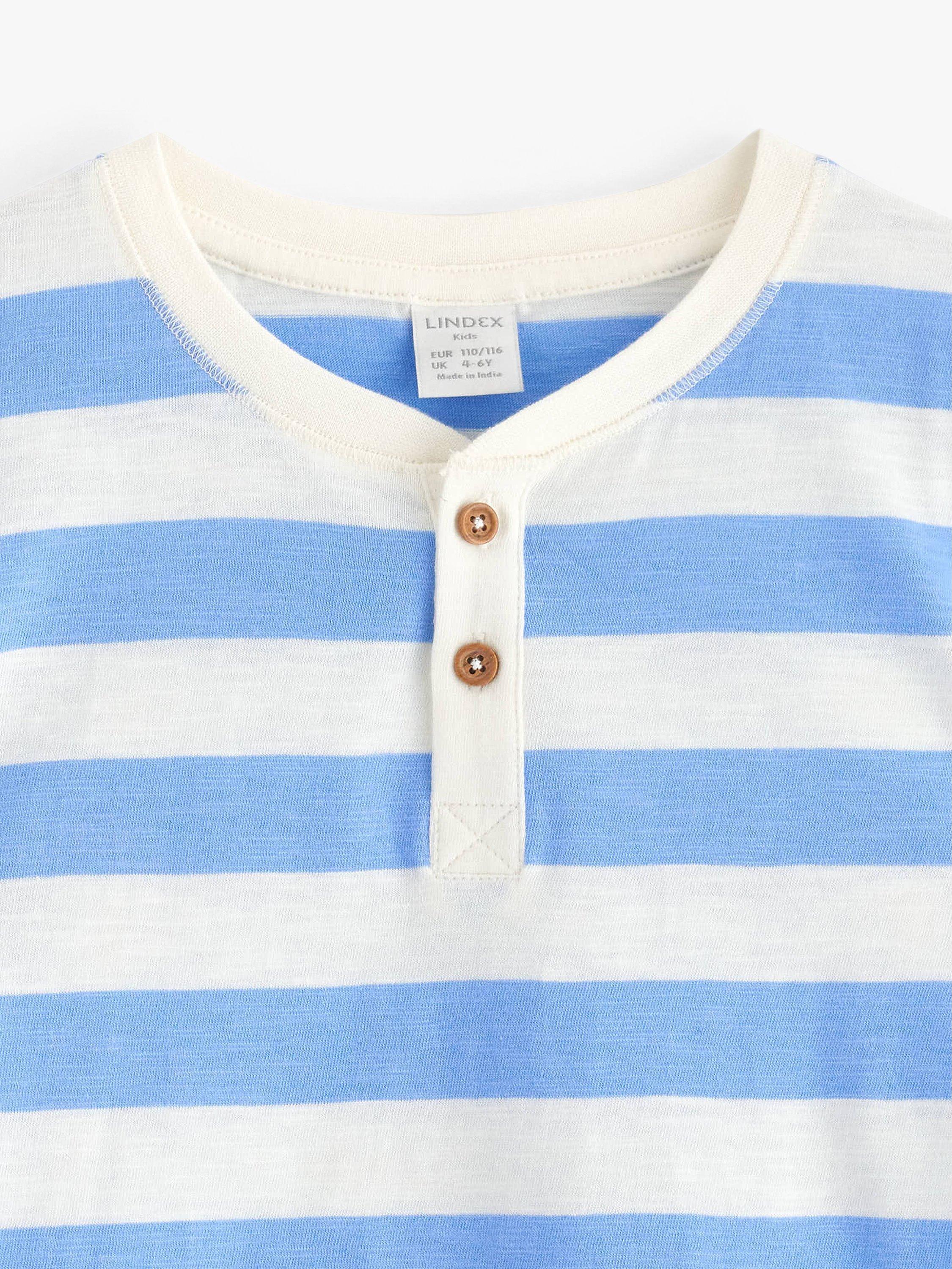 Product image 6 of 6, which shows Lindex Kids' Organic Cotton Striped T-Shirt, Light Blue, 18-24 months