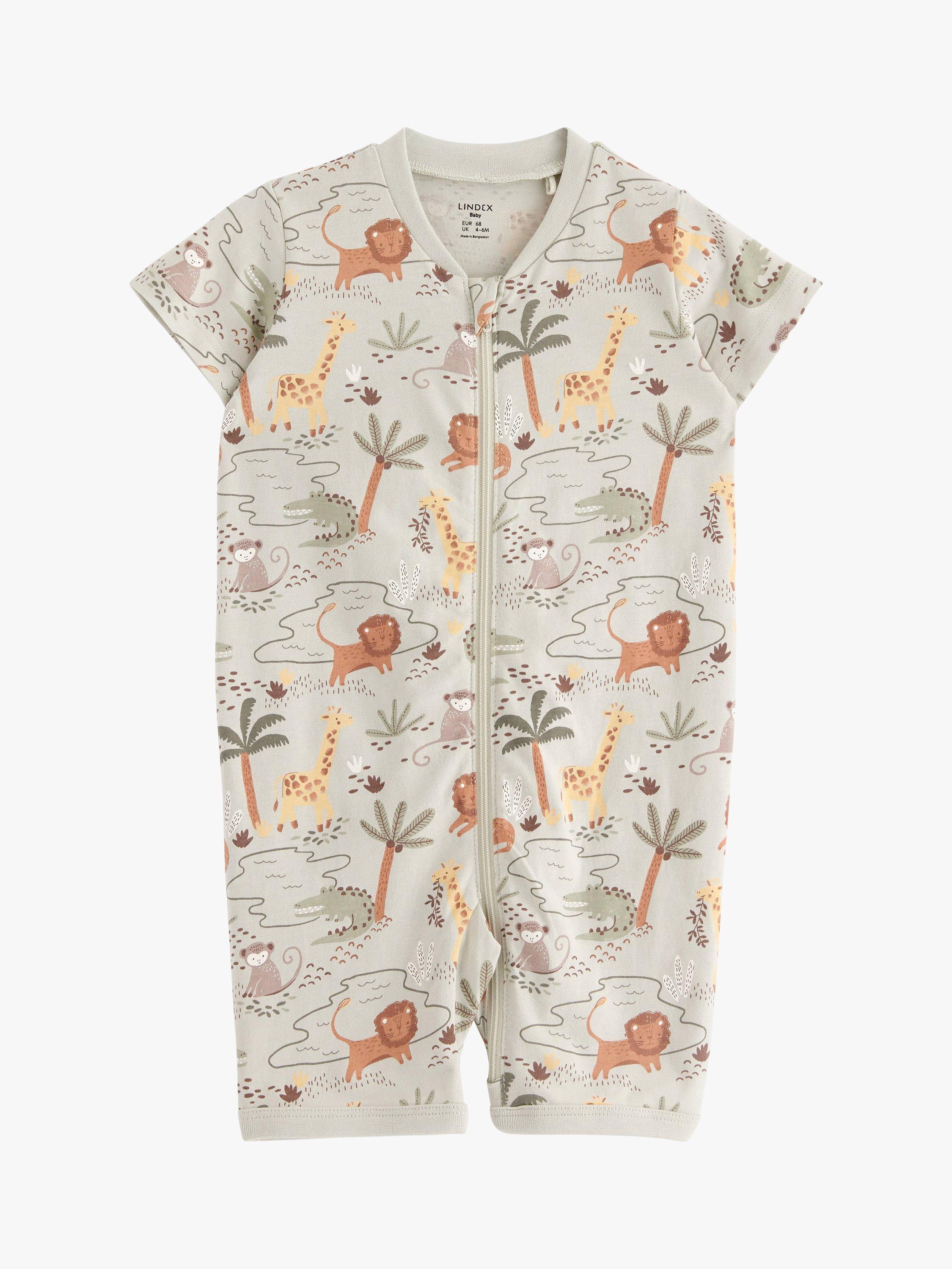 Product image 1 of 3, which shows Lindex Baby Organic Cotton Jungle Bodysuit, Light Green, 2-4 months