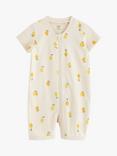 Lindex Baby Organic Cotton Lemon Print Romper Bodysuit, Light Beige