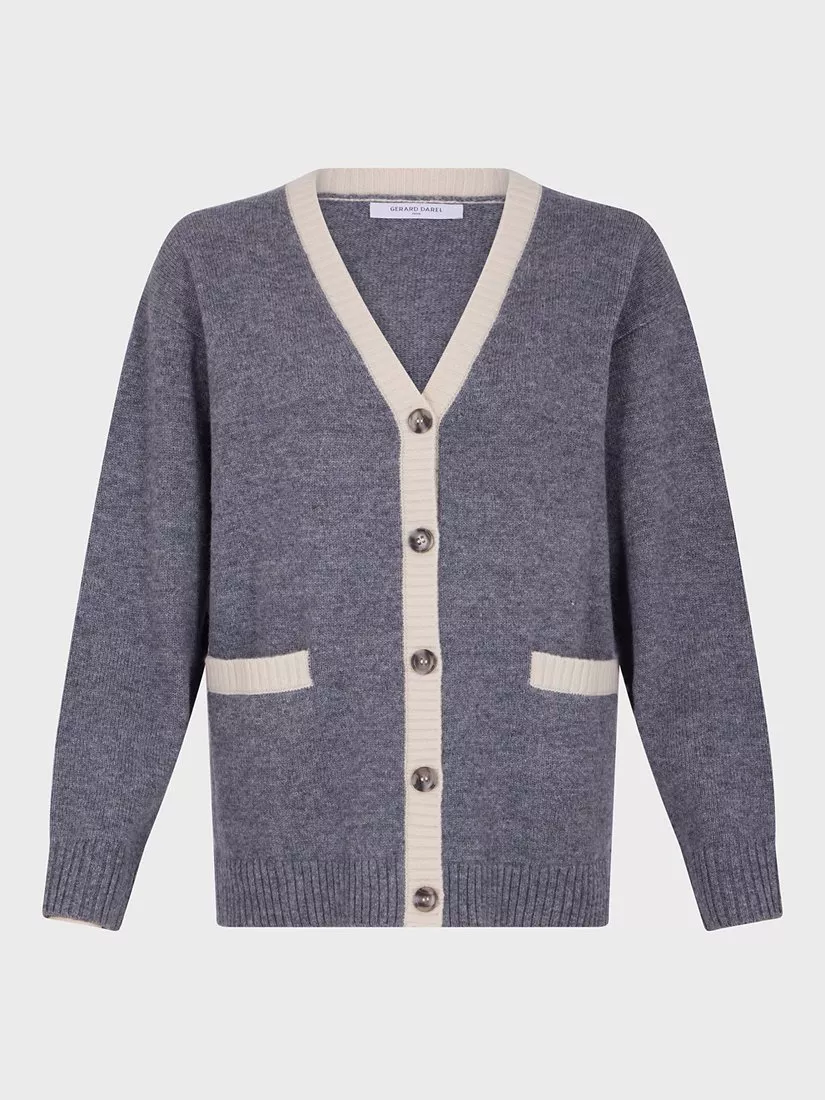 Cardigan Décontracté GERARD DAREL Pour Femme - Taille 42, Gris Clair, Col Bateau