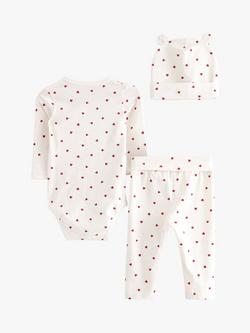 Lindex Baby Organic Cotton Blend Heart Print 3-Piece Set, Light Dusty White - view 2, Light Dusty White