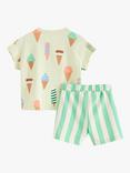 Lindex Baby Organic Cotton Blend T-Shirt & Shorts Set, Light Dusty Green