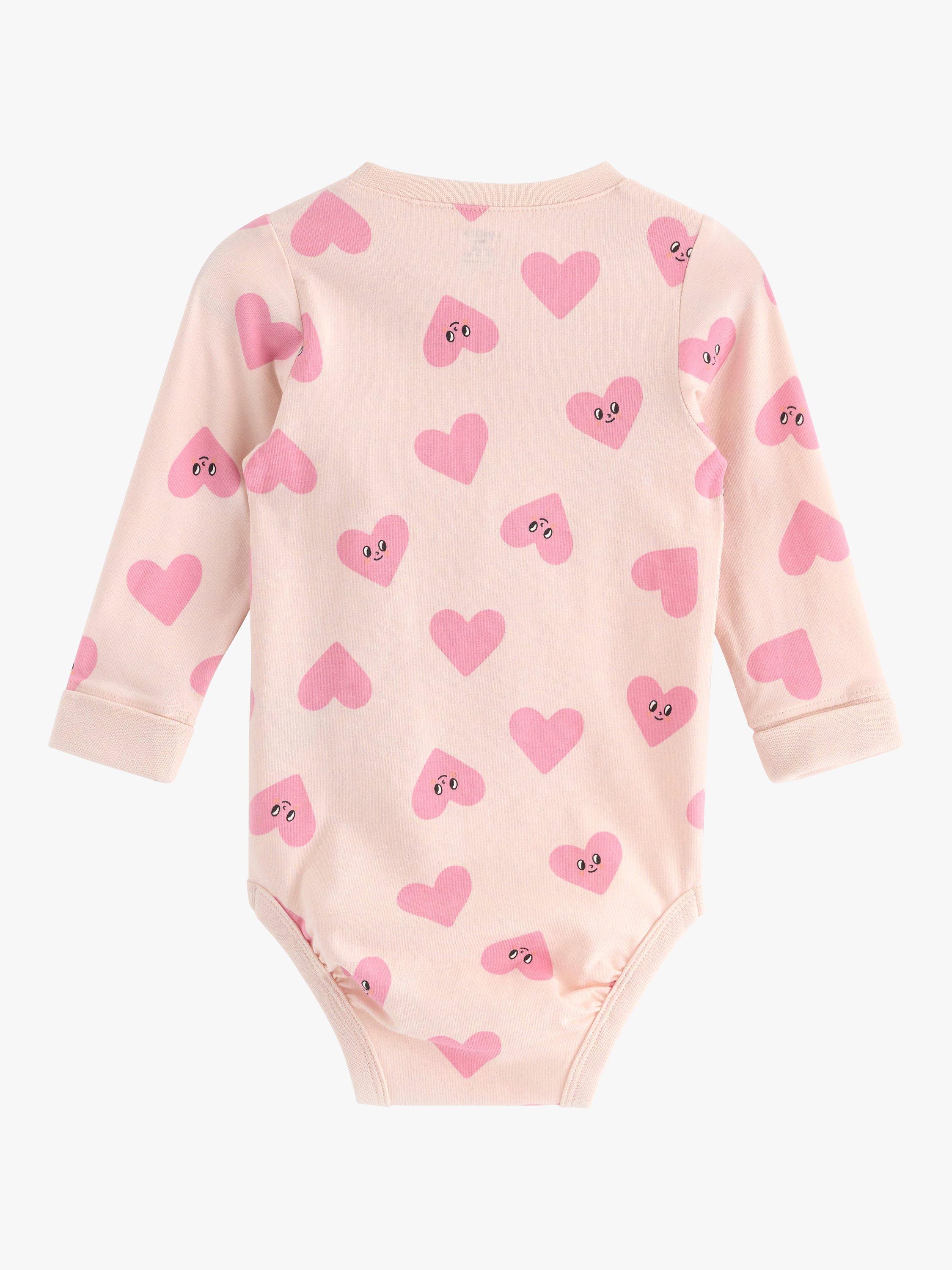 Product image 2 of 3, which shows Lindex Baby Organic Cotton Blend Heart Print Bodysuit, Light Pink, 4-6 months