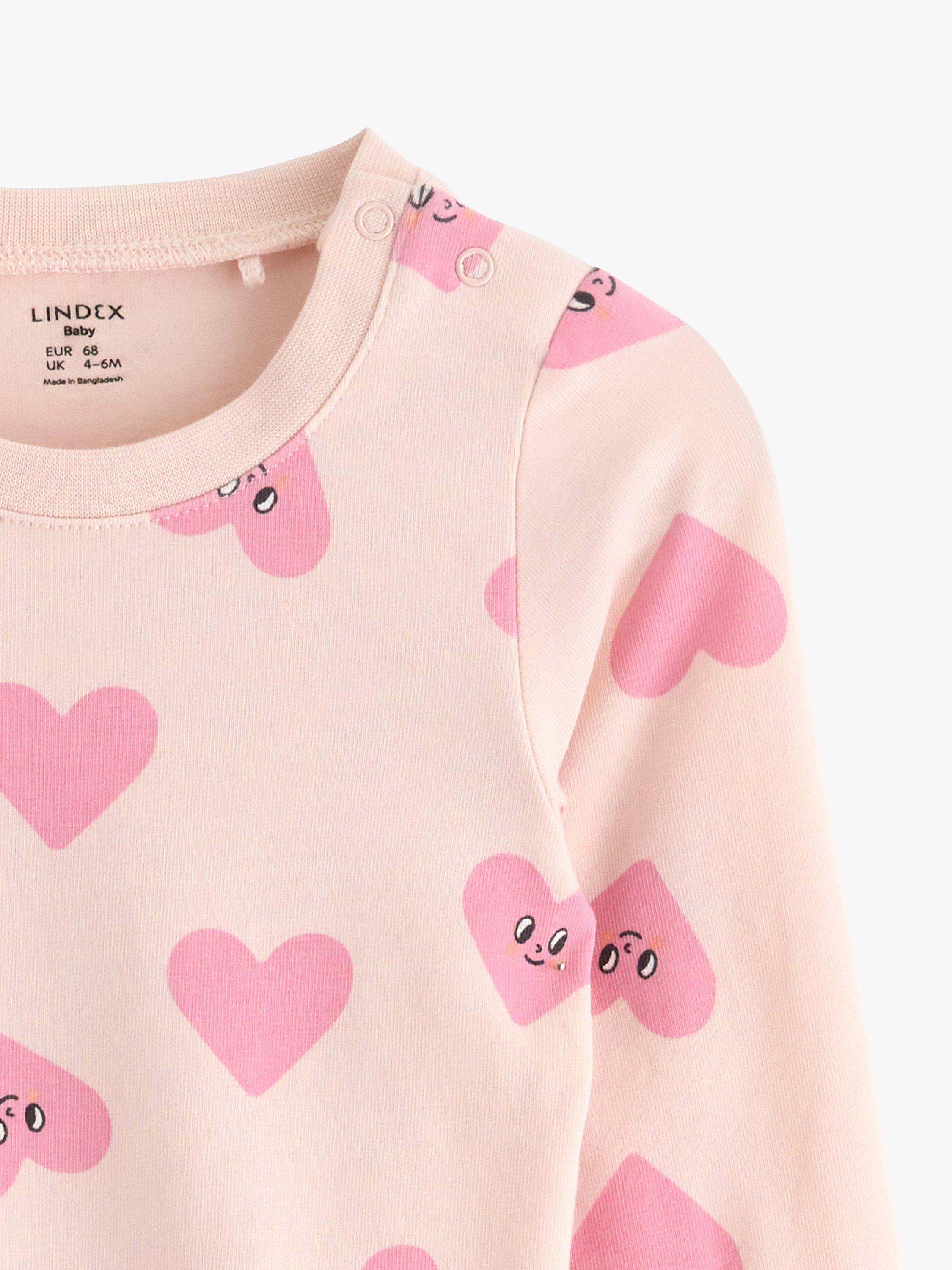 Product image 3 of 3, which shows Lindex Baby Organic Cotton Blend Heart Print Bodysuit, Light Pink, 4-6 months