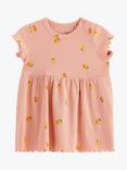 Lindex Baby Organic Cotton Blend Lemon Print Dress, Light Dusty Pink