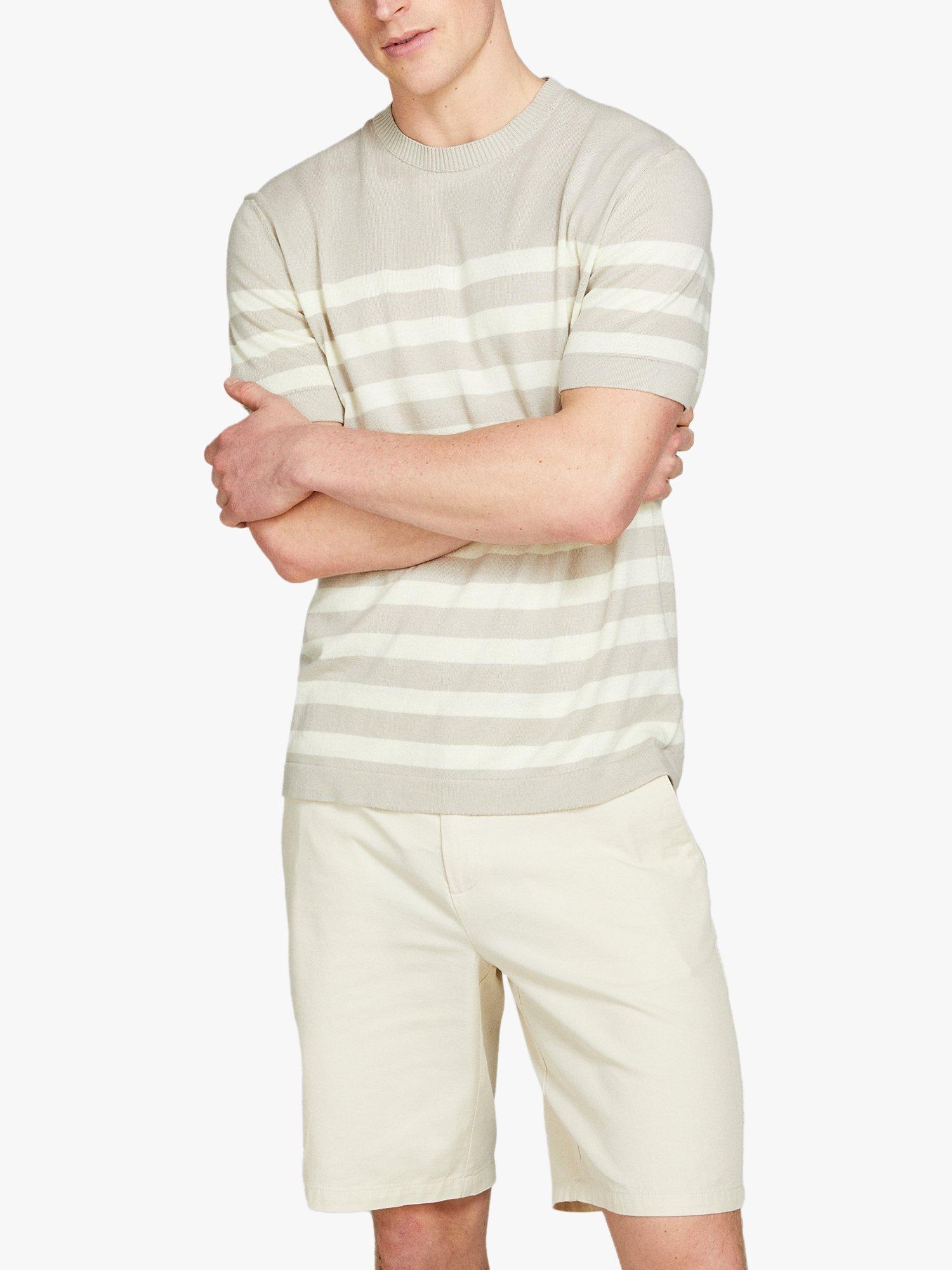 Product image 1 of 5, which shows SISLEY Striped T-Shirt, Beige/Cream, XXL