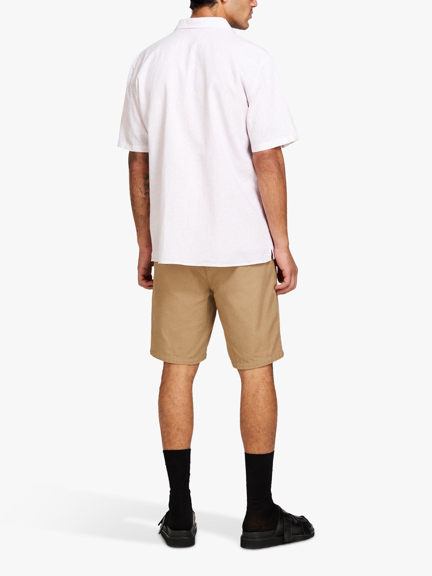 Product image 2 of 5, which shows SISLEY Short Sleeve Linen Blend Shirt, White/Pink, XXL
