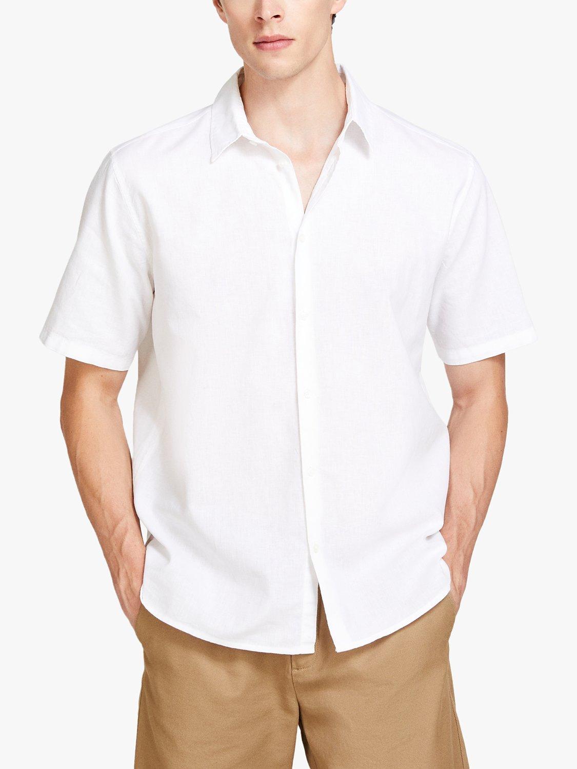 SISLEY Short Sleeve Linen Shirt, White