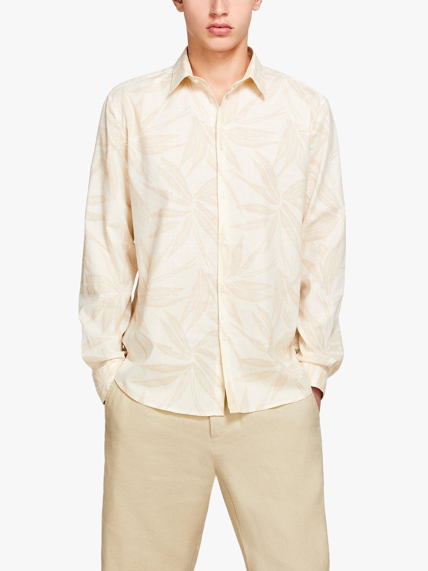Product image 1 of 5, which shows SISLEY Leaf Print Shirt, Beige, S