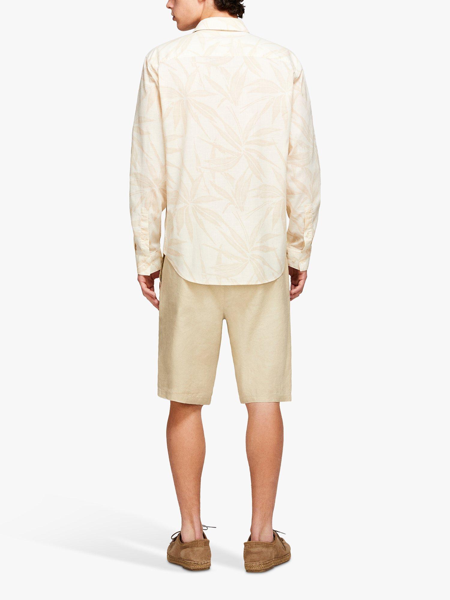 Product image 2 of 5, which shows SISLEY Leaf Print Shirt, Beige, S