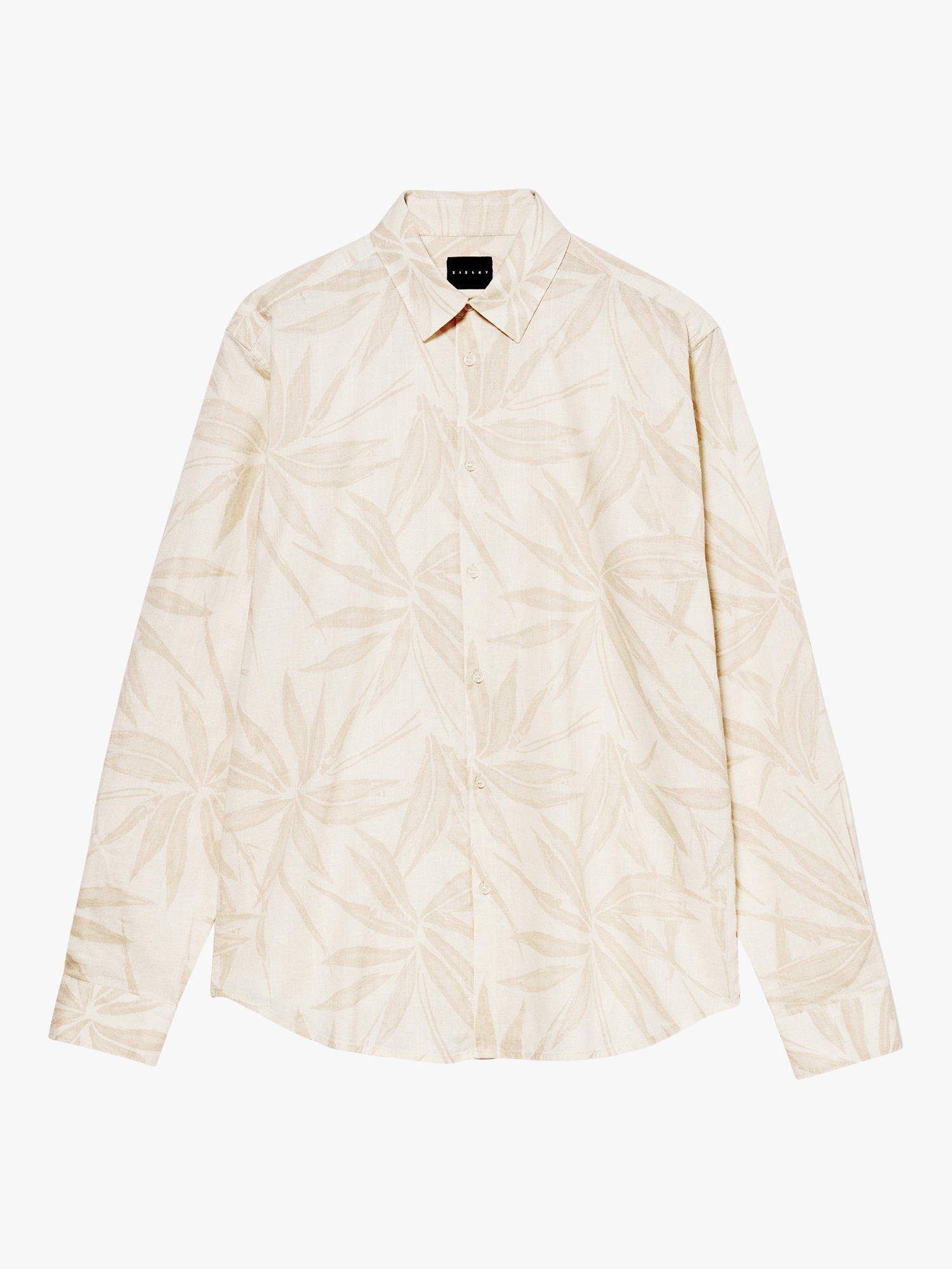 Product image 5 of 5, which shows SISLEY Leaf Print Shirt, Beige, S