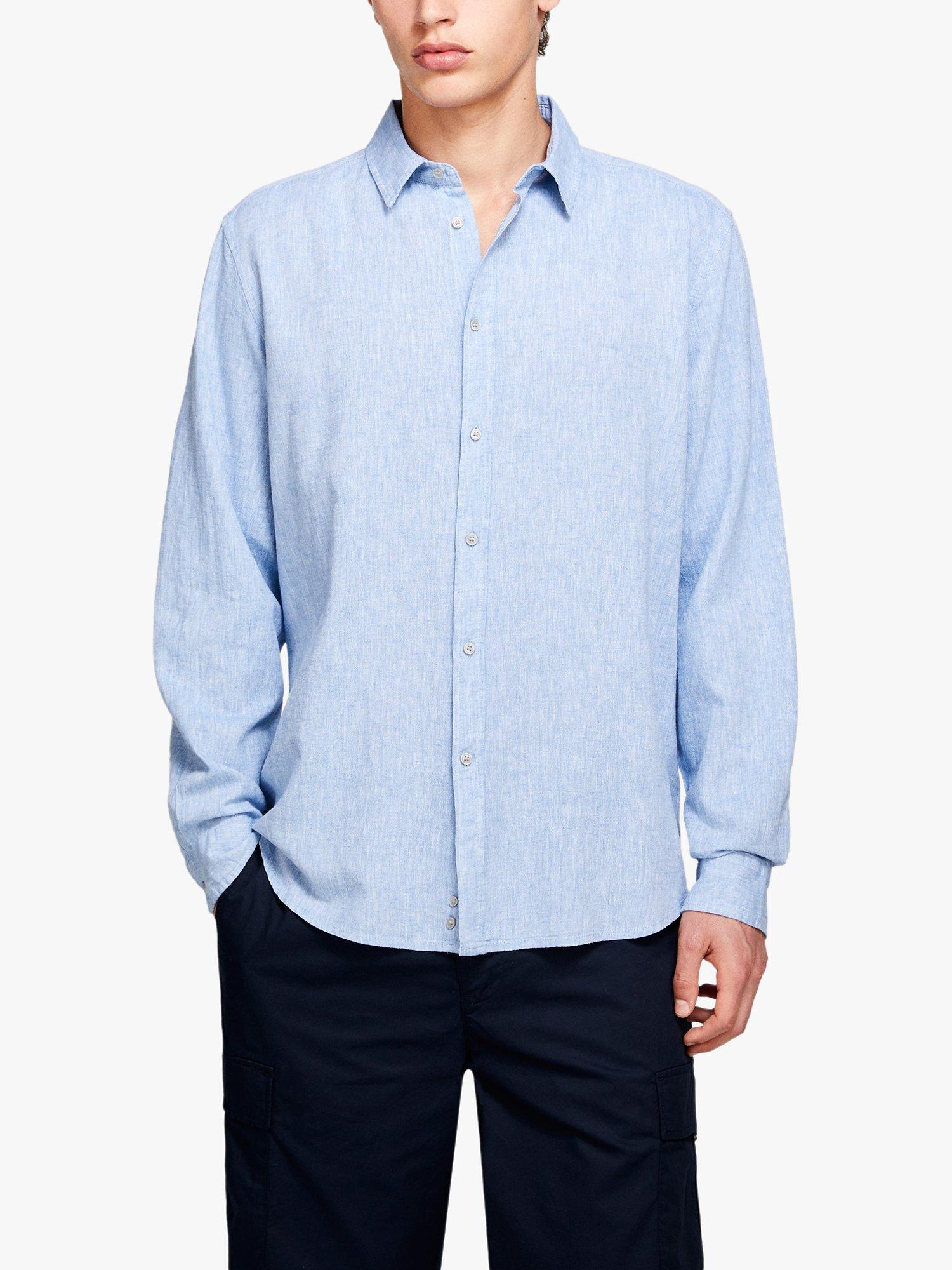 Product image 1 of 5, which shows SISLEY Regular Fit Linen Shirt, Blue, M