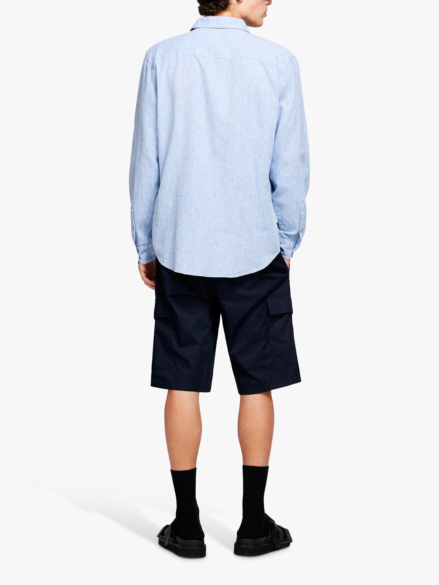 Product image 2 of 5, which shows SISLEY Regular Fit Linen Shirt, Blue, M