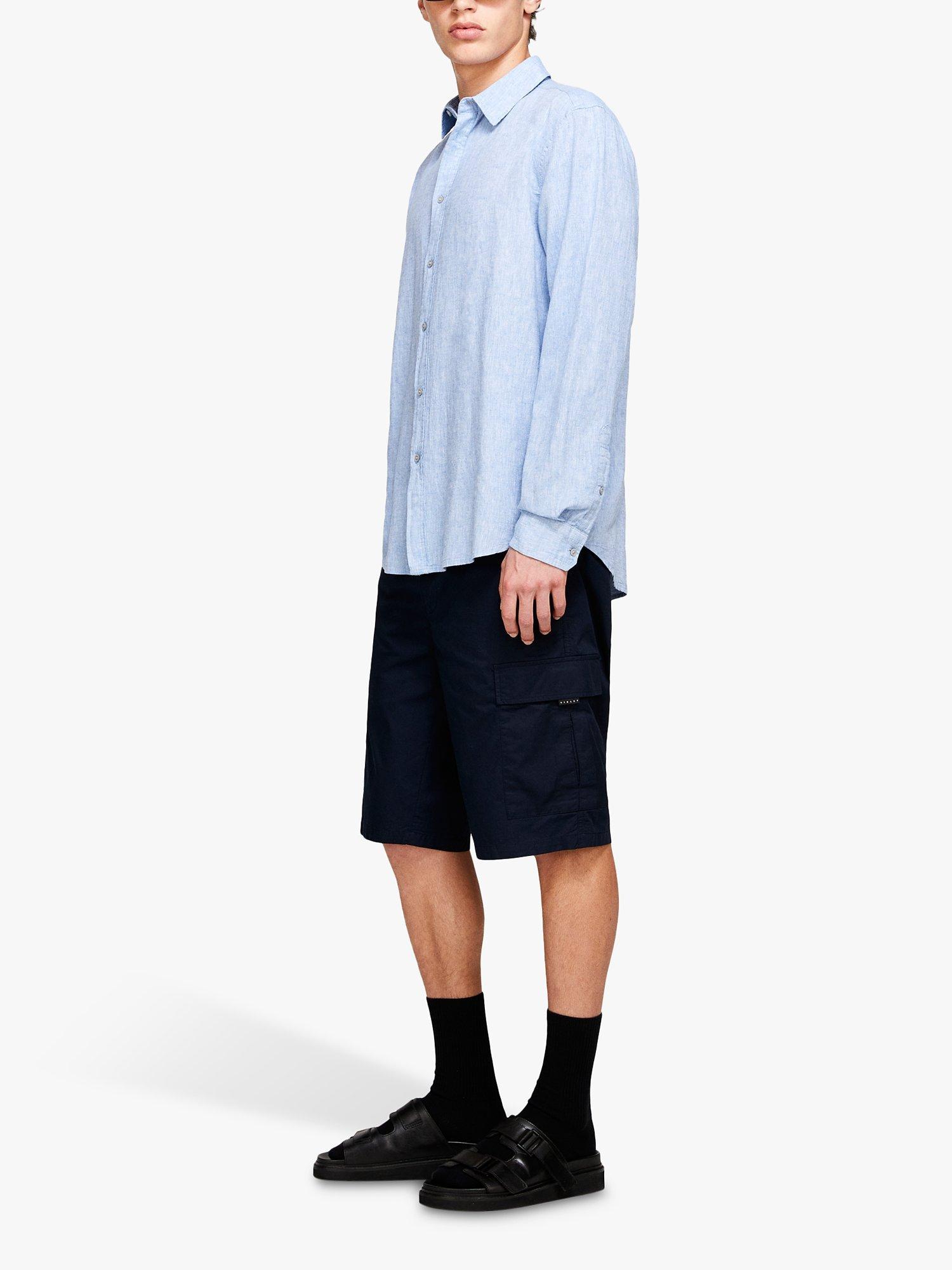 Product image 4 of 5, which shows SISLEY Regular Fit Linen Shirt, Blue, M