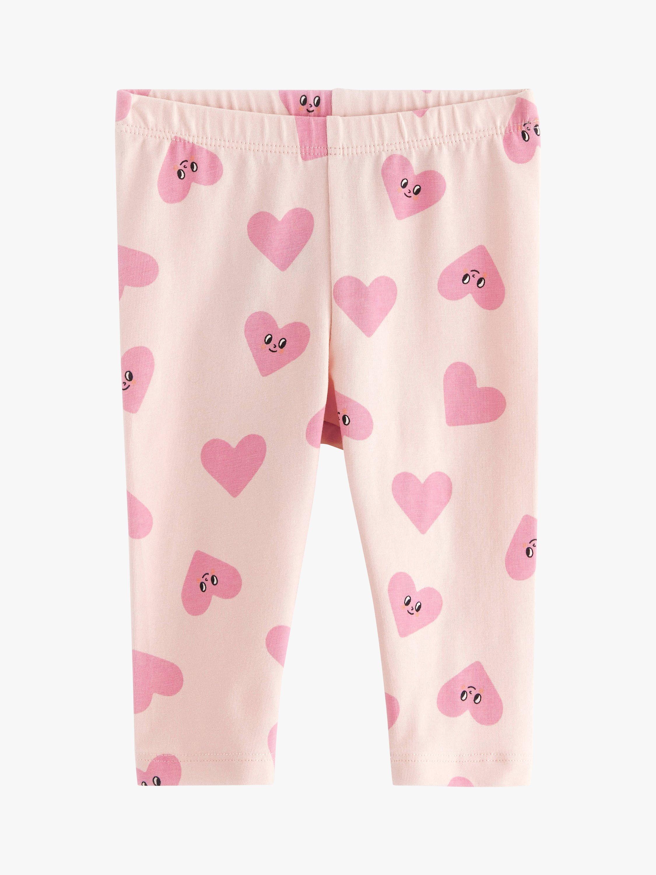 Lindex Baby Organic Cotton Blend Heart Print Leggings, Light Pink