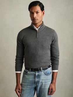 Reiss Blackhall Wool Zip Jumper, Derby Grey Marl