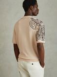 Reiss Romance Jersey Embroidered Cuban Collar Shirt