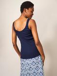 White Stuff Seabreeze Ribbed Vest Top, Navy