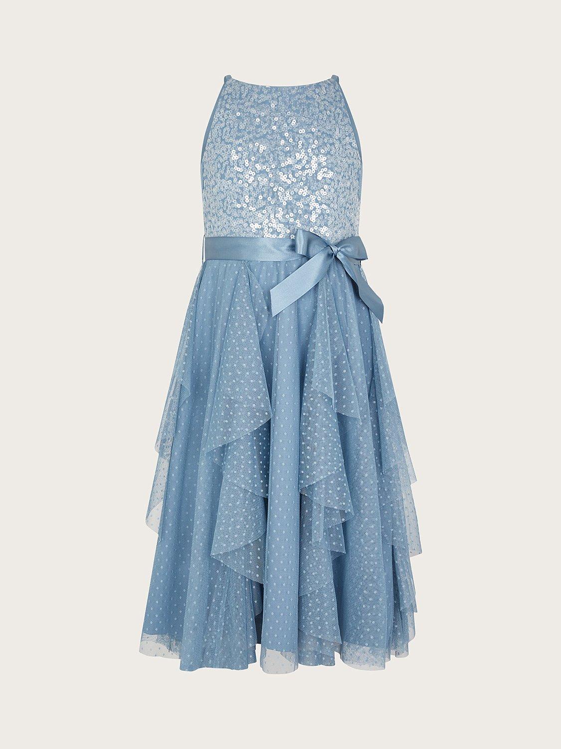 Monsoon Kids Waterfall Tulle Party Dress Blue