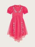 Monsoon Kids' Embellished Mesh Dress, Pink