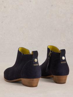 White Stuff Wide Fit Suede Ankle Boots, Dark Navy - view 2, Dark Navy
