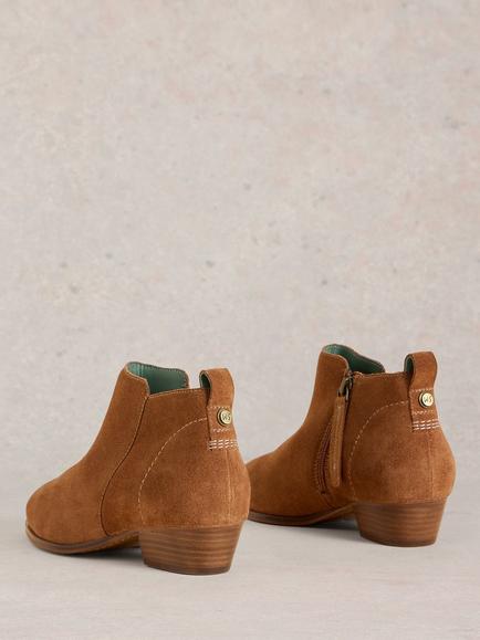 White Stuff Wide Fit Suede Ankle Boots, Mid Tan - view 2, Mid Tan