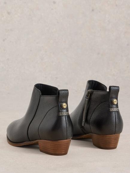 White Stuff Wide Fit Leather Ankle Boots, Pure Black - view 2, Pure Black