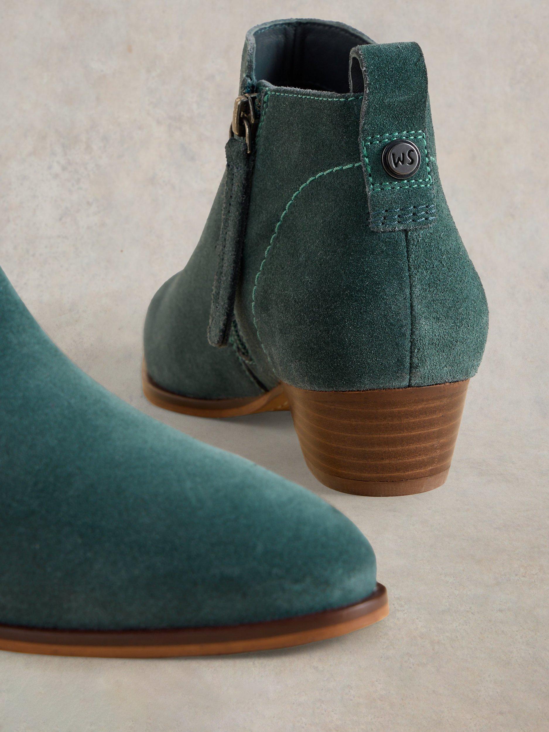 Product image 2 of 4, which shows White Stuff Willow Suede Ankle Boots, Dark Teal, 3