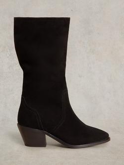 White Stuff Azalea Suede Slouchy Boots, Pure Black, Pure Black