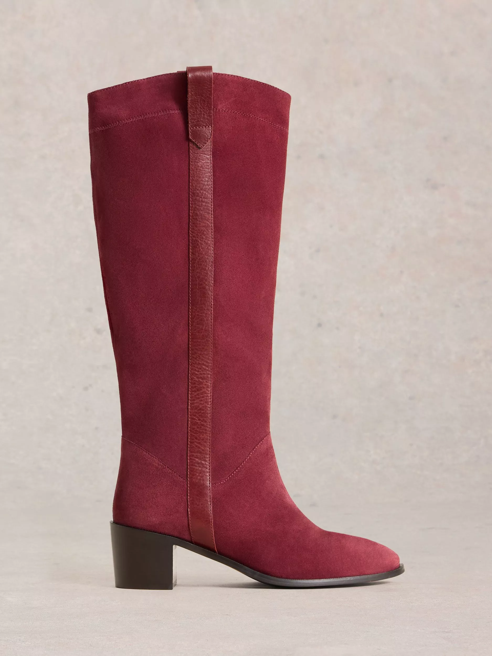 White Stuff Izzy Knee High Boot Dark Red