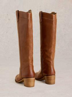 White Stuff Izzy Long Leather Boots - view 2, Mid Tan
