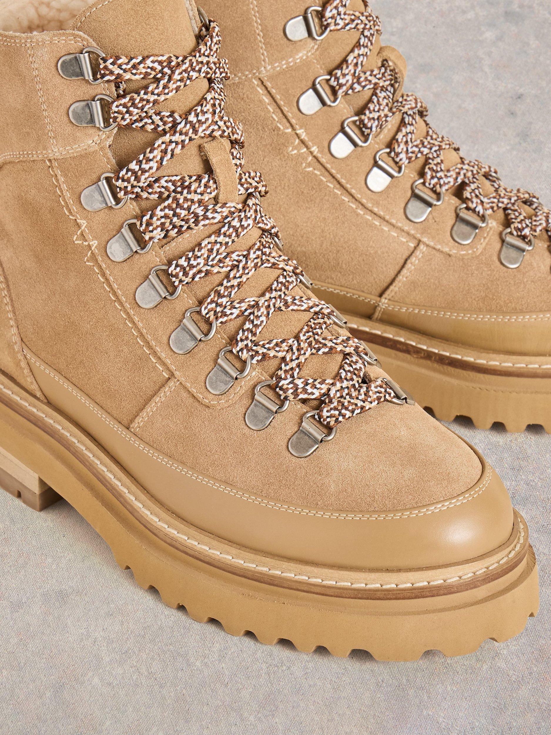 White Stuff Olive Suede Lace Up Walking Boots Tan