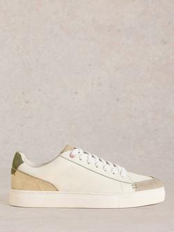 White Stuff Toni Leather Lace Up Trainers, White/Multi