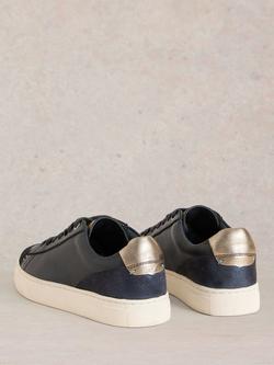 White Stuff Toni Leather Lace Up Trainers - view 2, Navy/Multi