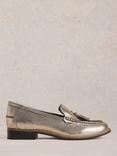 White Stuff Elba Metallic Leather Loafers, Pewter