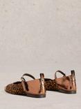 White Stuff Loral Leather Metallic Leopard Mary Janes, Brown/Multi