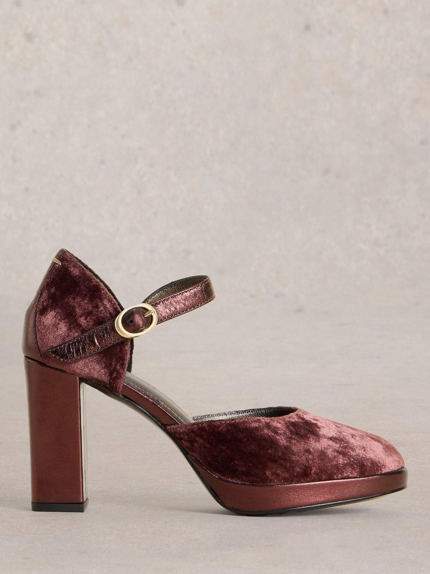 White Stuff Priscilla Velvet Platform Court Shoes Plum