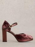 White Stuff Priscilla Velvet Platform Court Shoes, Plum