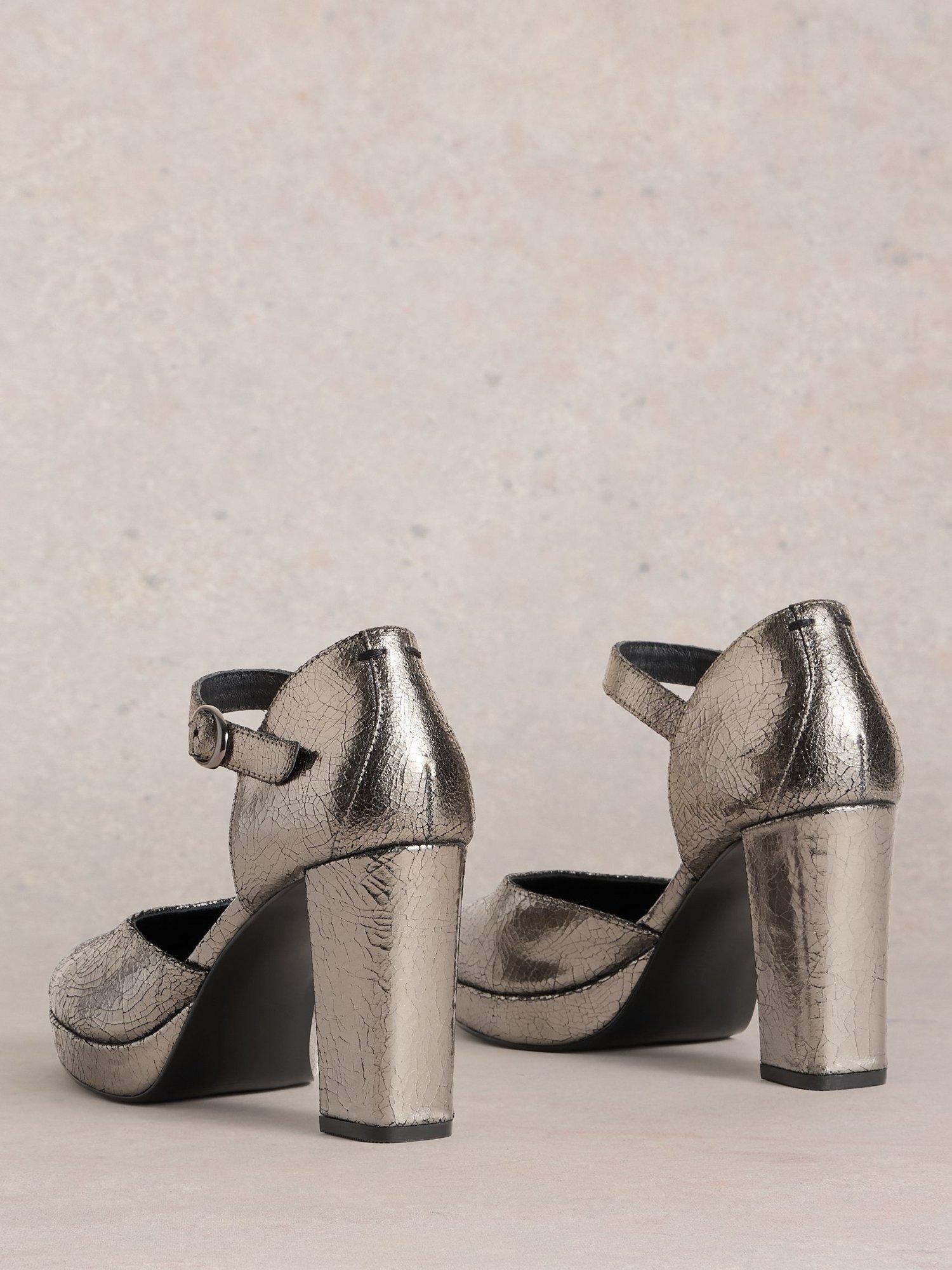 Product image 2 of 4, which shows White Stuff Priscilla Leather Platform Court Shoes, Pewter, 7