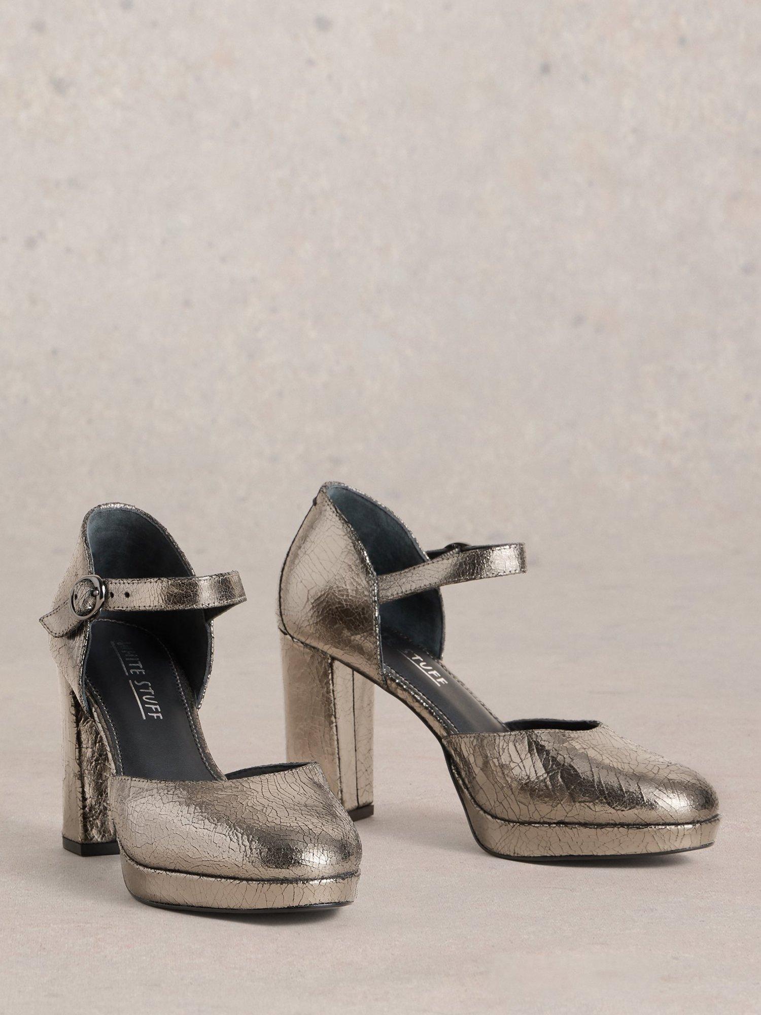 Product image 4 of 4, which shows White Stuff Priscilla Leather Platform Court Shoes, Pewter, 7