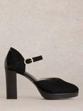 White Stuff Priscilla Suede Platform Court Shoes, Black