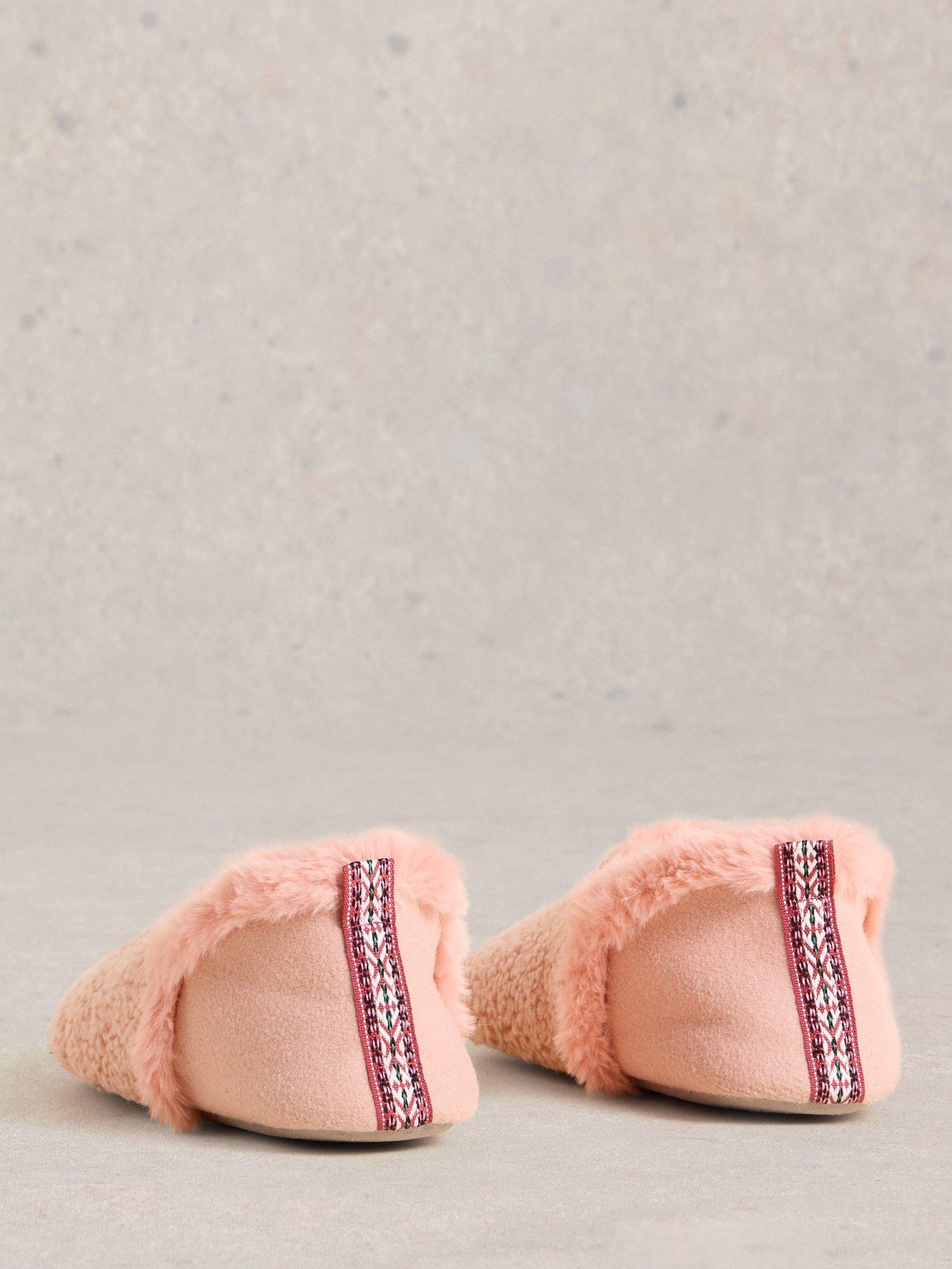 Product image 2 of 4, which shows White Stuff Reya Faux Fur Slippers, Pink, 6
