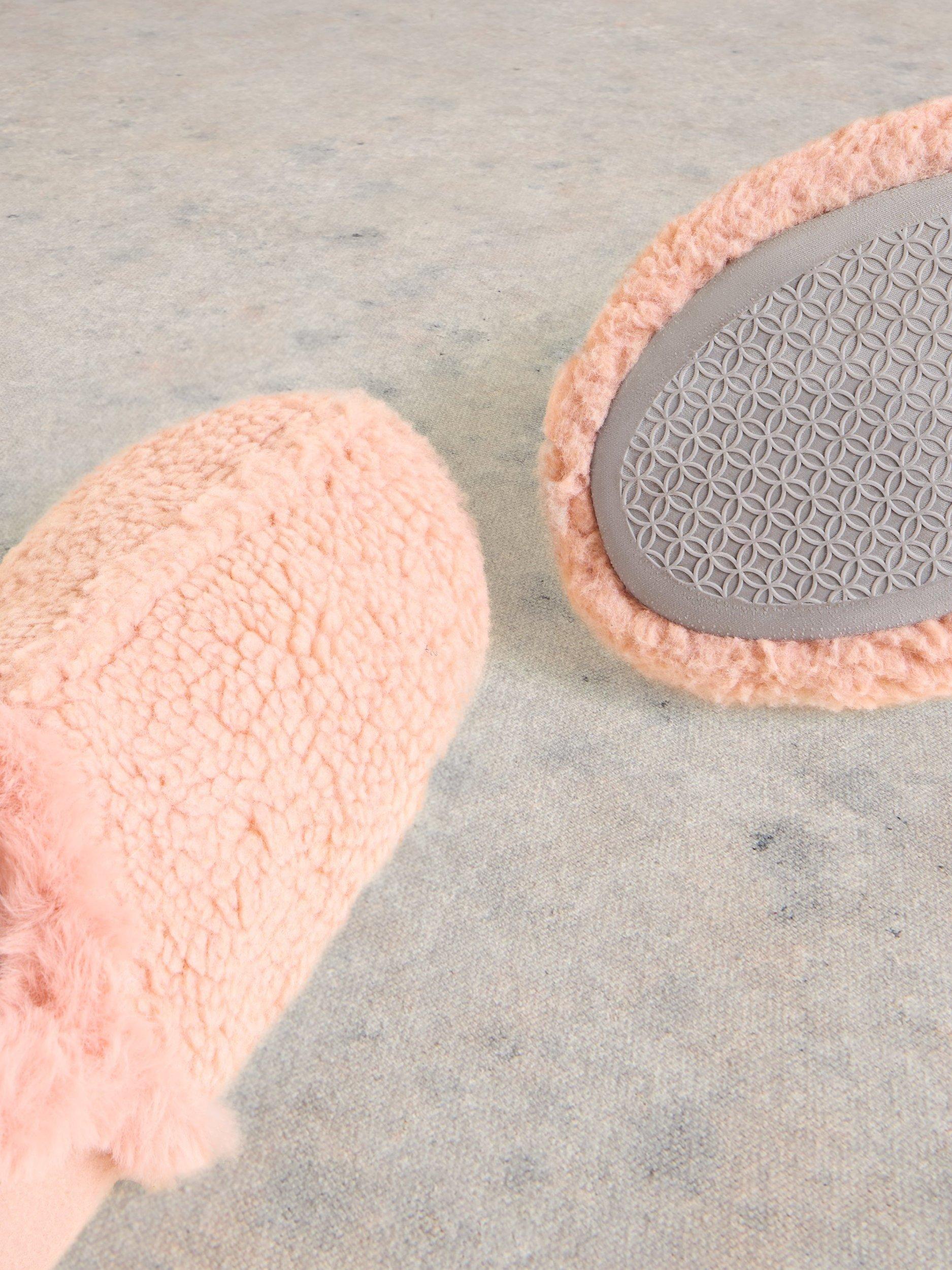Product image 3 of 4, which shows White Stuff Reya Faux Fur Slippers, Pink, 6