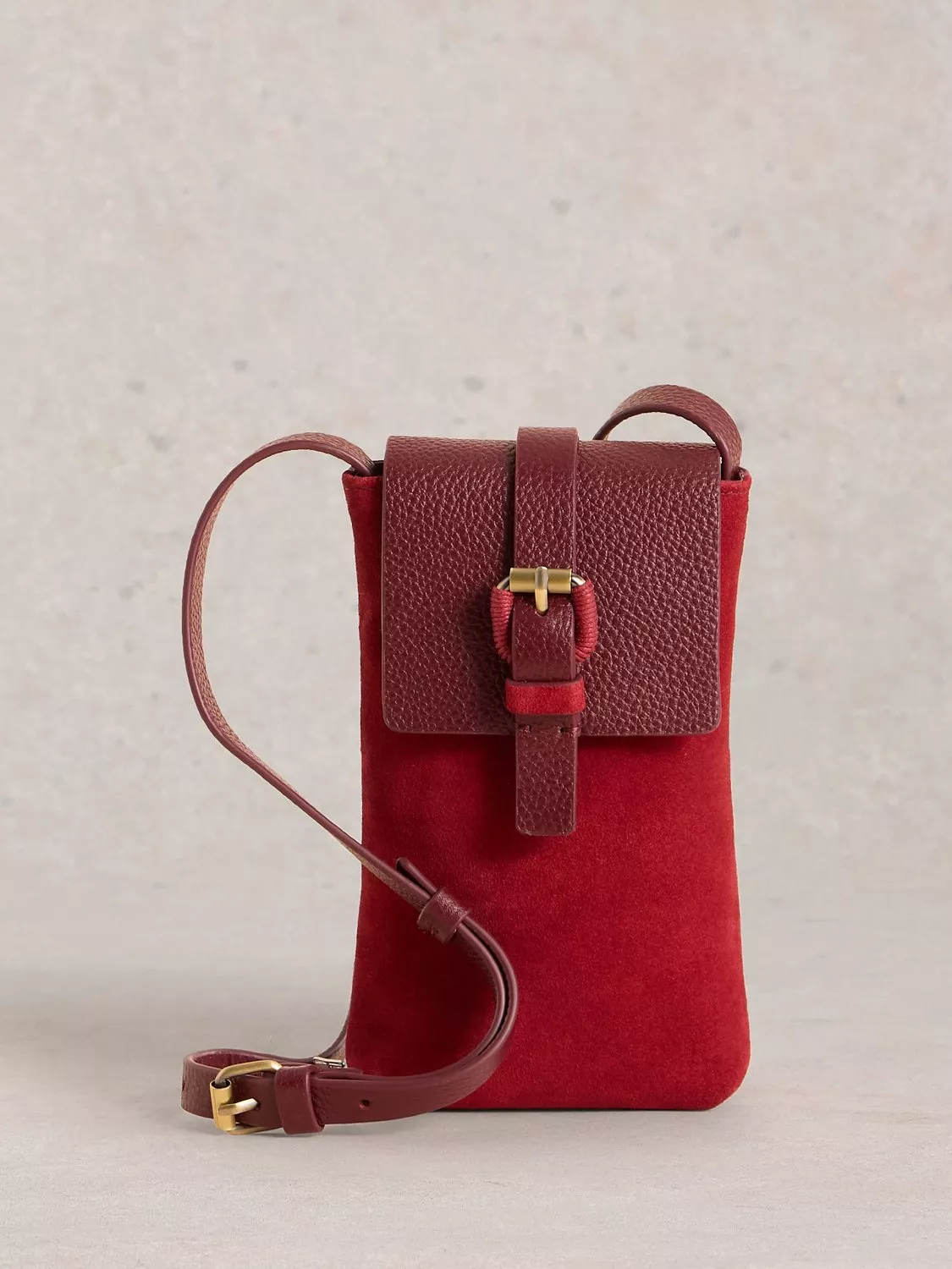 White Stuff Clara Suede Phone Bag Red