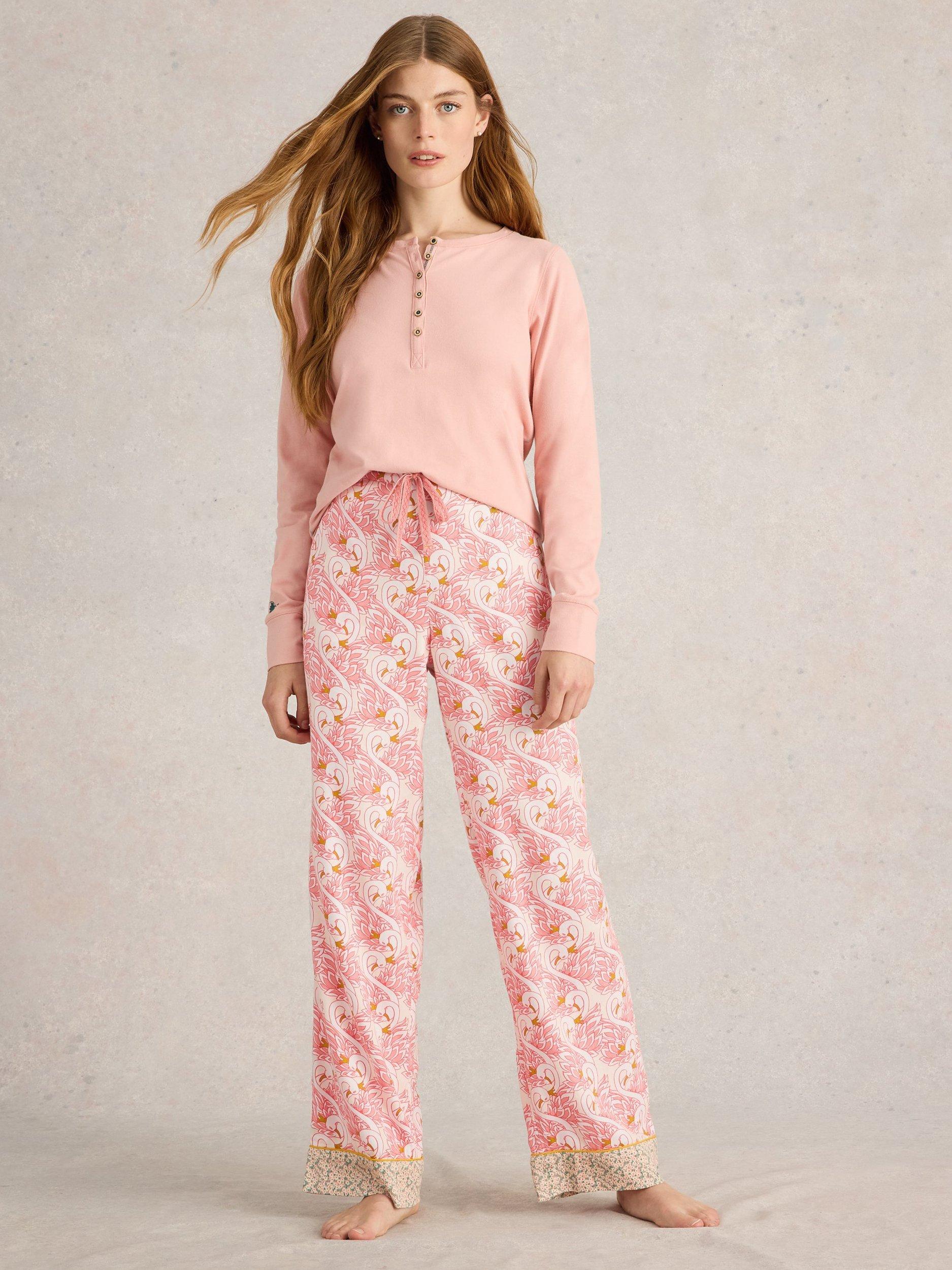 White Stuff Nina Organic Cotton Blend Pyjama Bottoms, Ivory/Multi