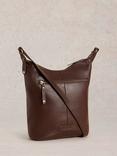 White Stuff Fern Leather Cross Body Handbag, Dark Brown