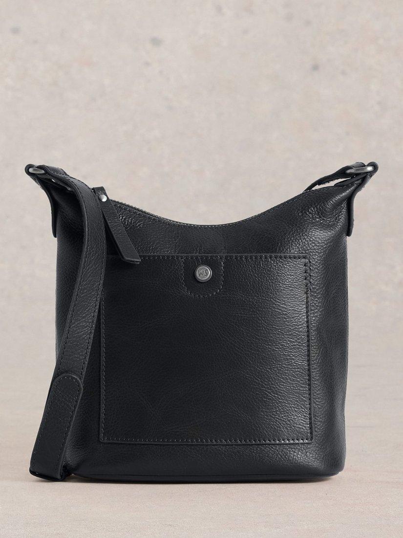 Product image 1 of 4, which shows White Stuff Fern Mini Leather Crossbody Bag, Dark Navy