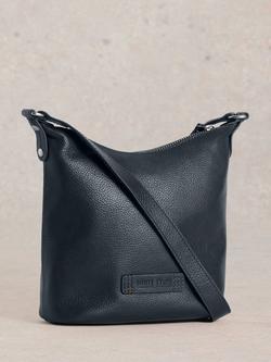White Stuff Mini Fern Leather Crossbody Bag, Pure Black - view 2, Dark Navy