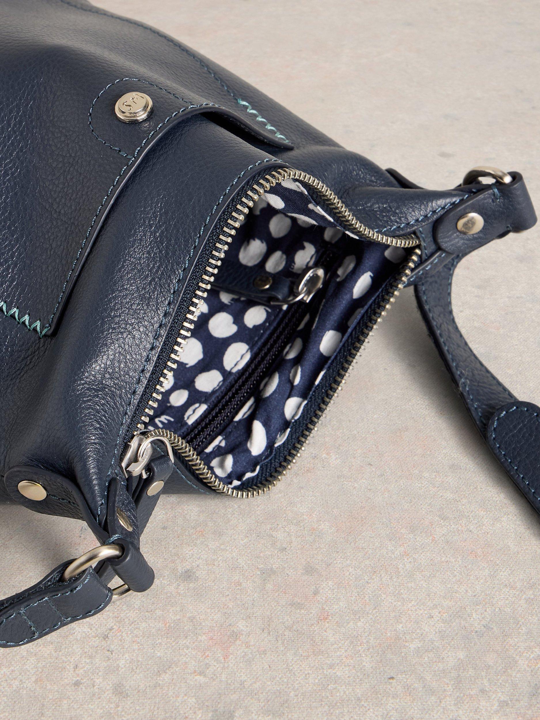 Product image 3 of 4, which shows White Stuff Fern Mini Leather Crossbody Bag, Dark Navy